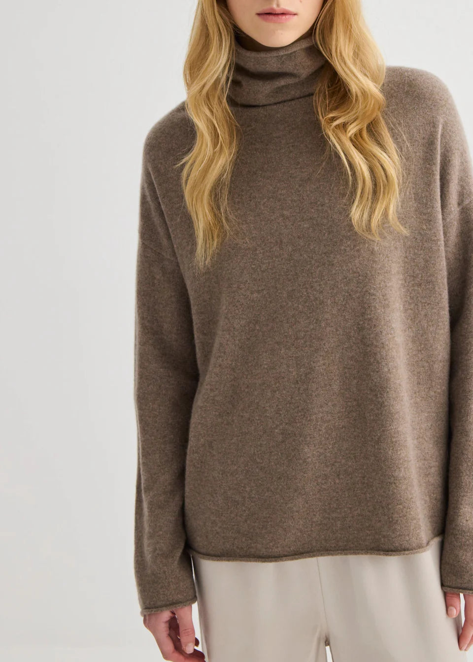 Mara Cashmere Funnel Neck - Cocoa Marle