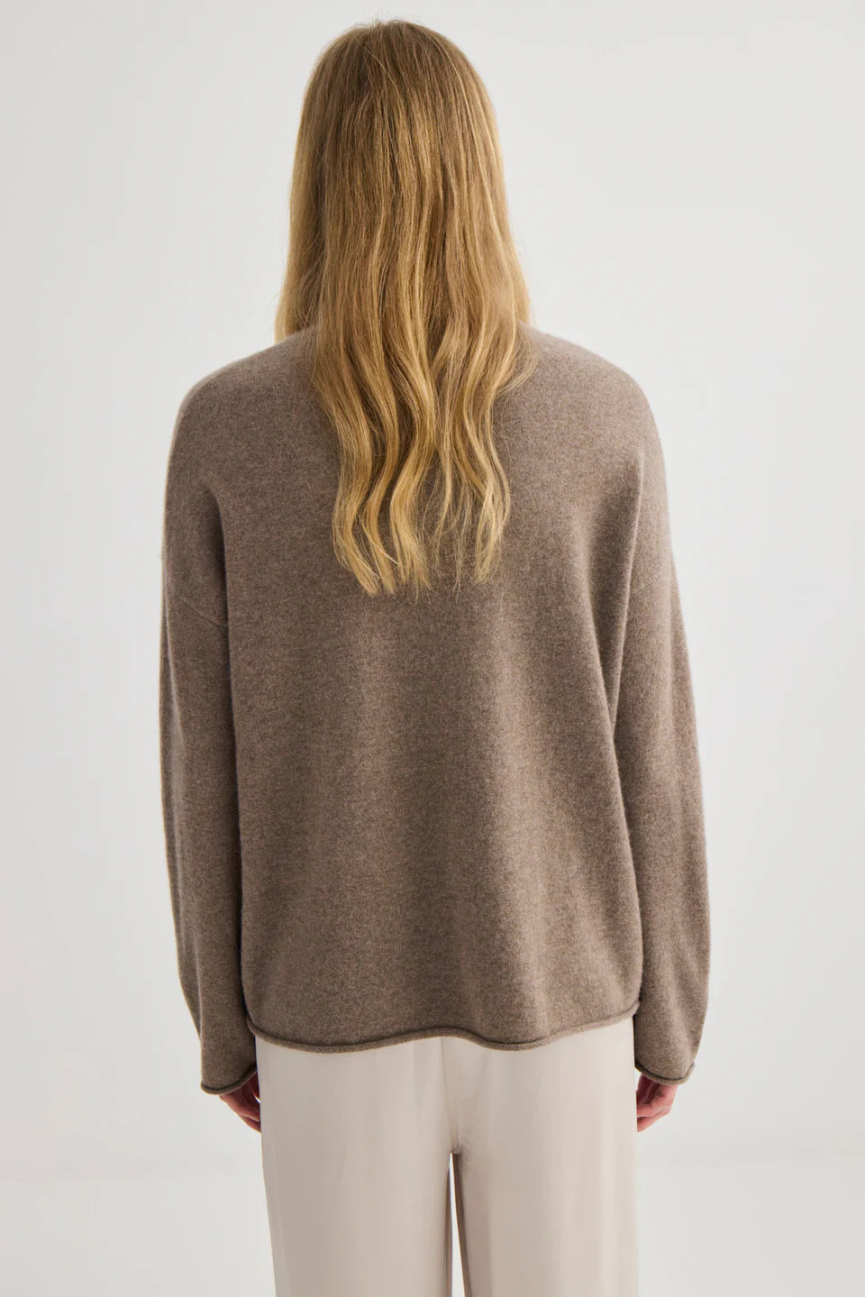 Mara Cashmere Funnel Neck - Cocoa Marle