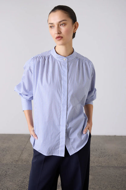 The Gabi Stripe Blouse | Blue & White