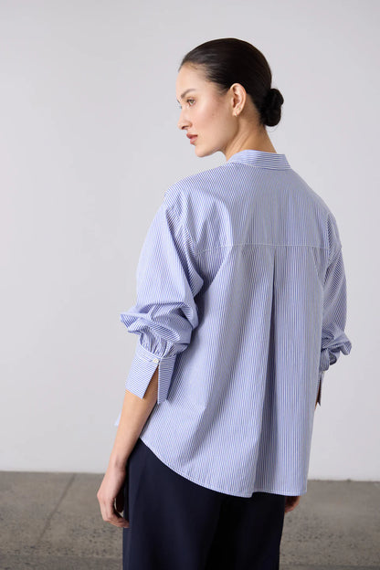 The Gabi Stripe Blouse | Blue & White