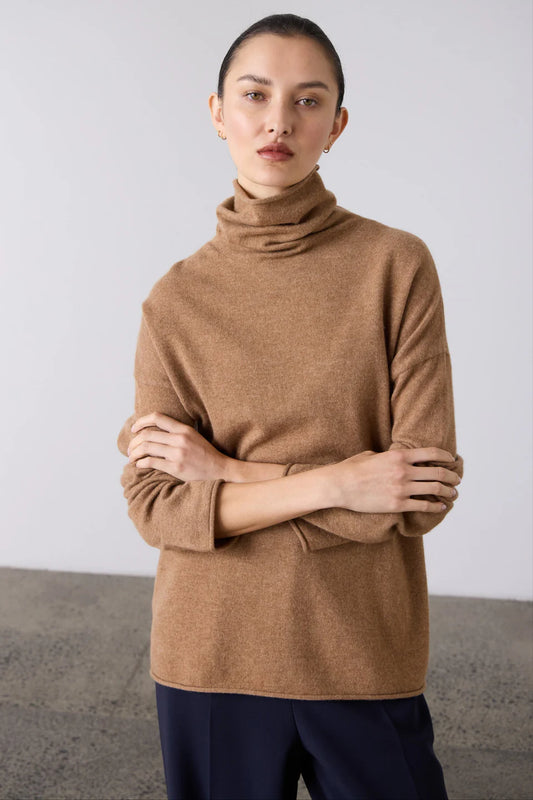 The Mara Funnel Neck in Gingerbread
