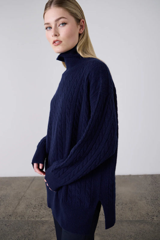 The Cable Knit Sweater - Navy