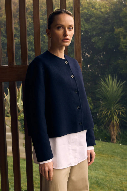 The Double Faced Cardi Blazer - Navy