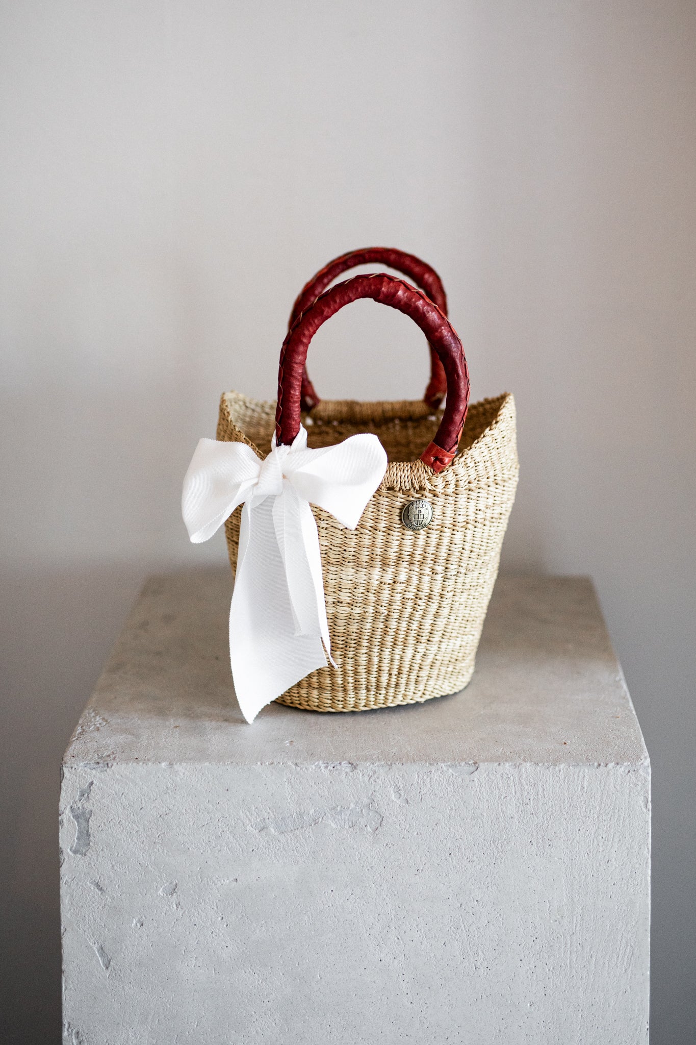 Handwoven Mini Basket Bag in Tan