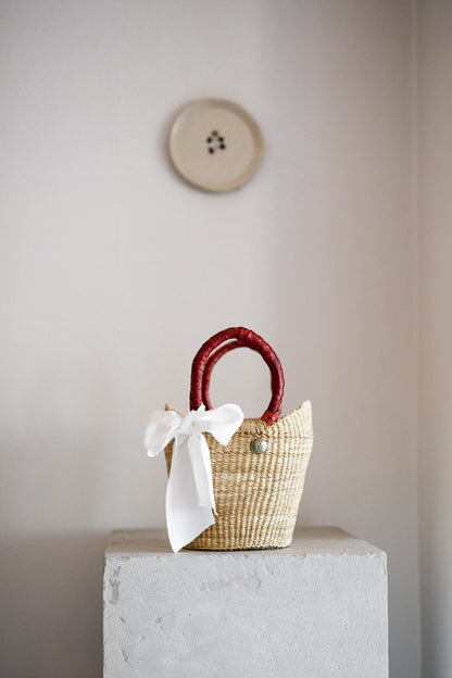 Handwoven Mini Basket Bag in Tan