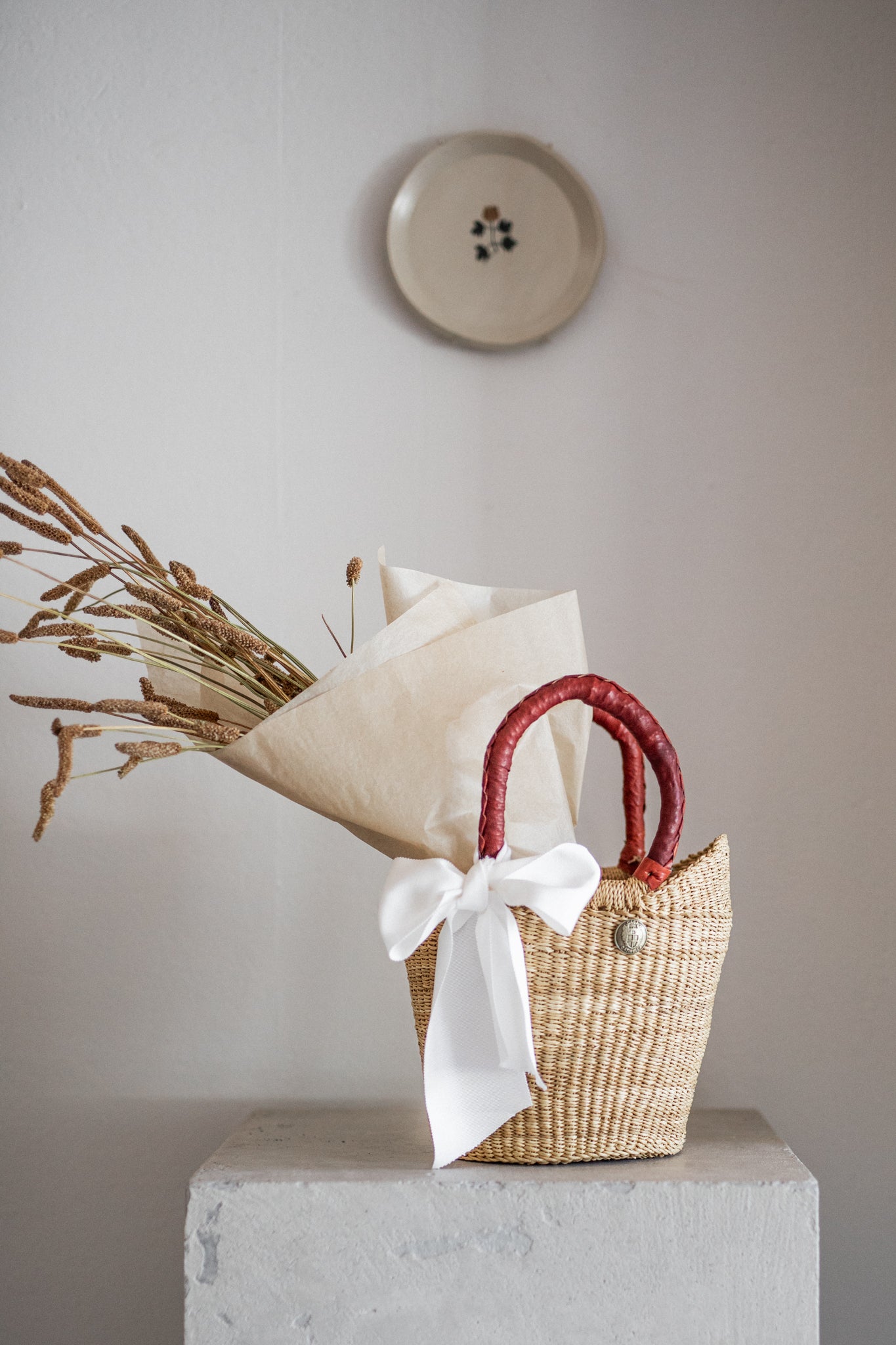 Handwoven Mini Basket Bag in Tan