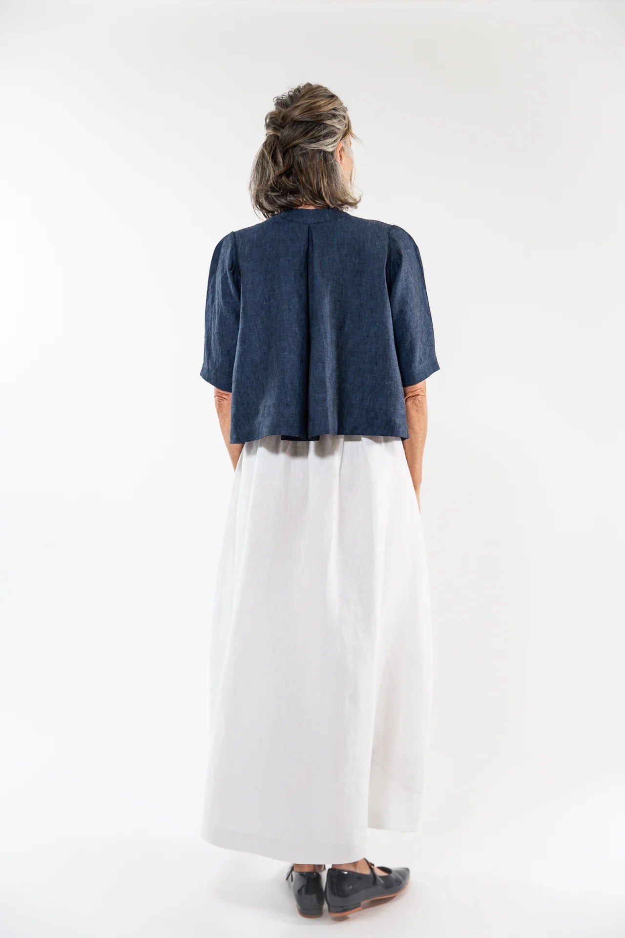 The Loretta Top in Navy Linen