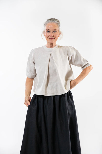 The Loretta Top in Natural Linen