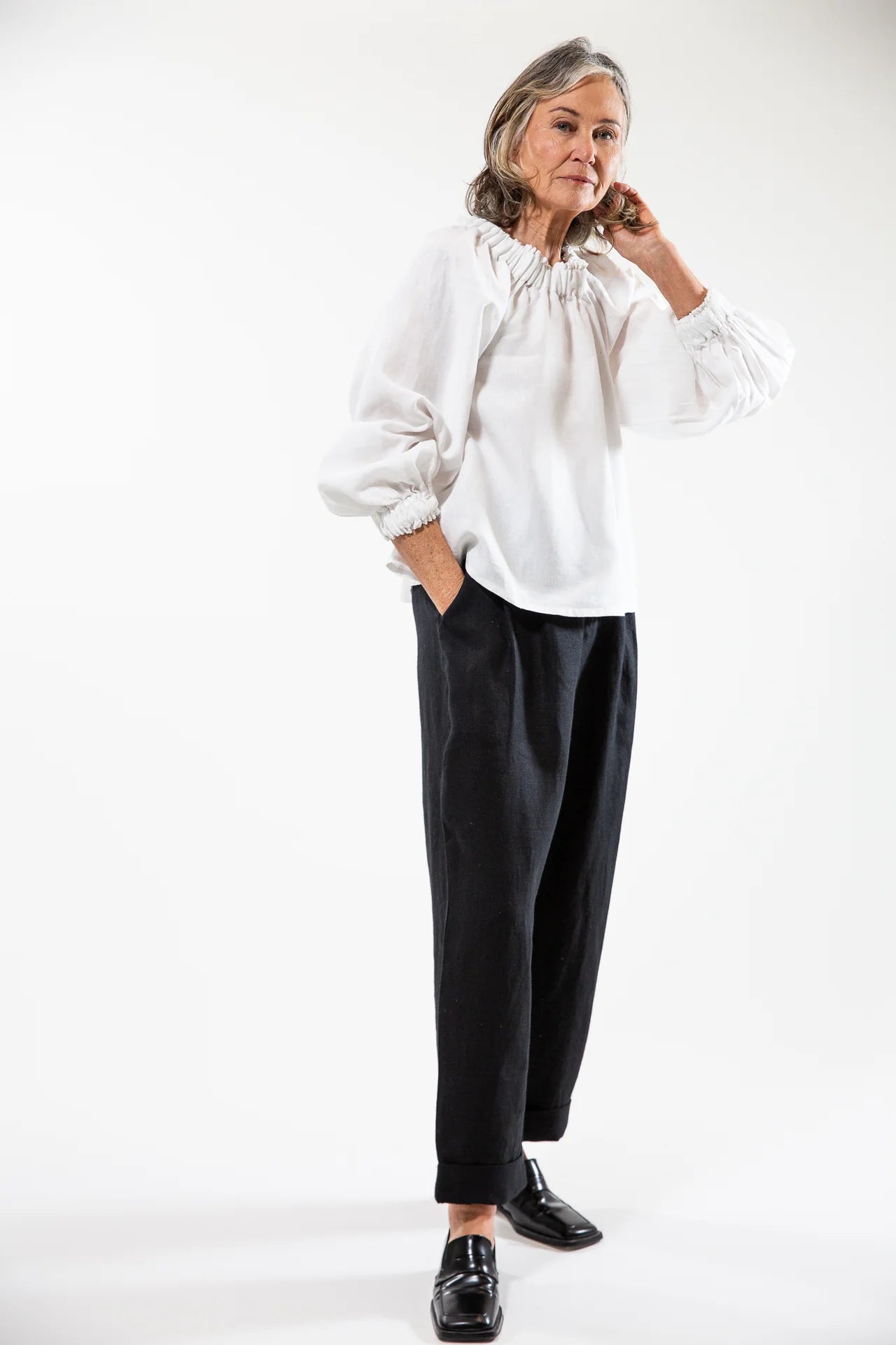 The Louella Top in White Linen