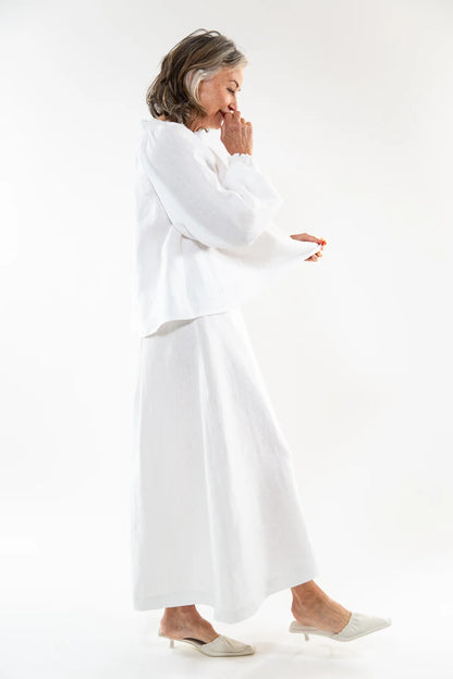 The Lyla Skirt in White Linen