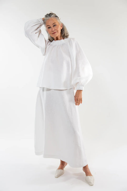 The Lyla Skirt in White Linen