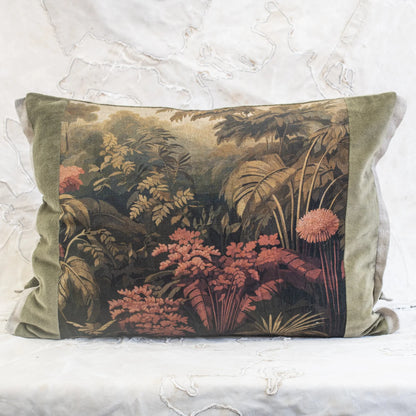 French Linen & Velvet Palm & Monstera Cushions