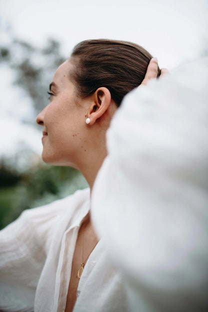 'Rose' Pearl Stud Earrings | Peggy & Twig