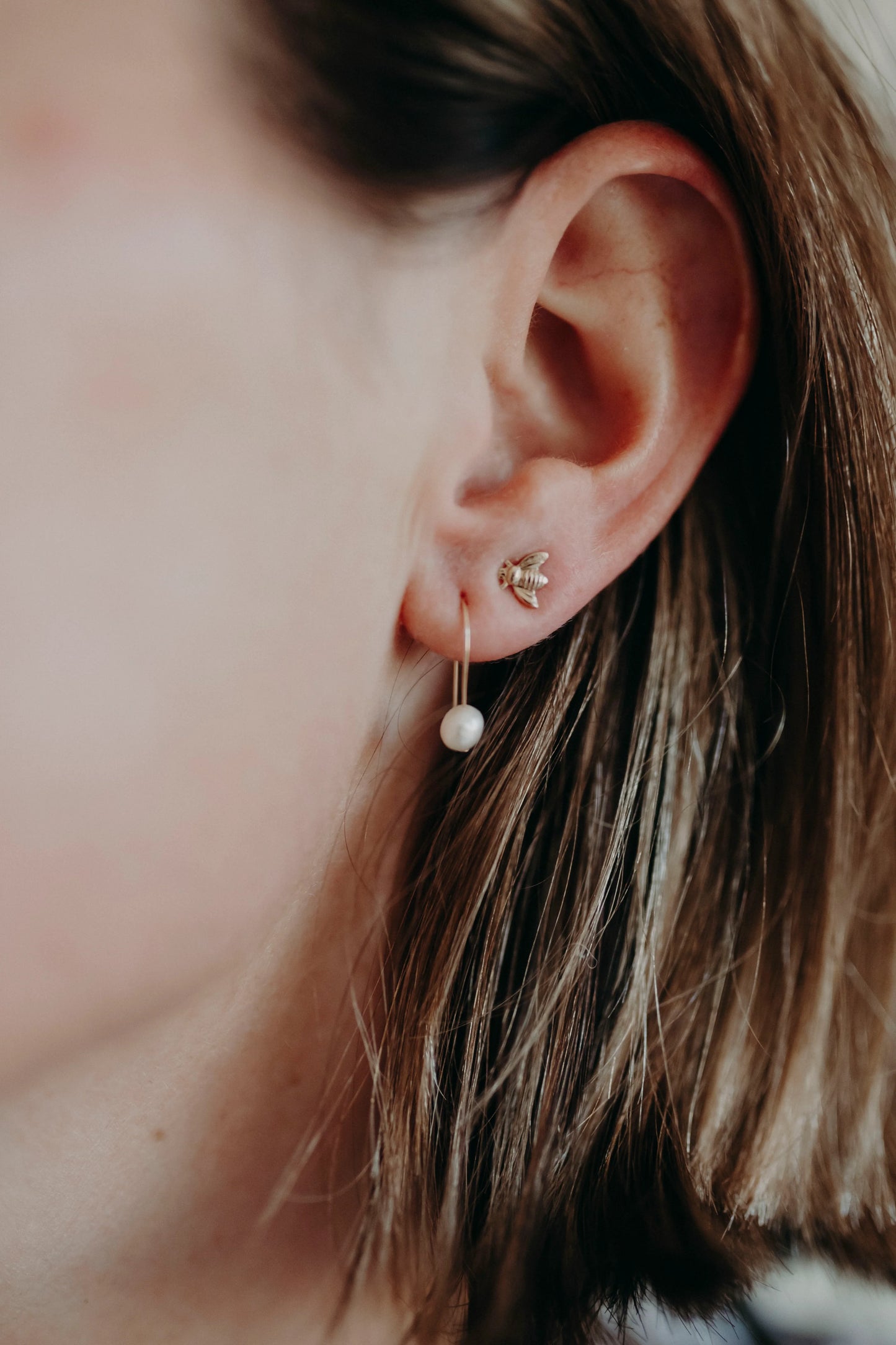 Gold Bee Stud Earrings | Peggy & Twig