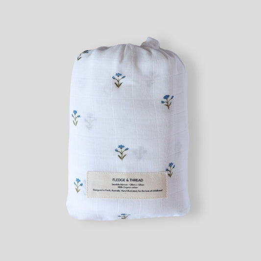 Muslin Swaddle - Blue Floral