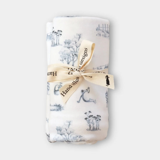 Jersey stretch wrap - Blue & White Illustration