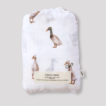 Muslin Swaddle - Blue Floral