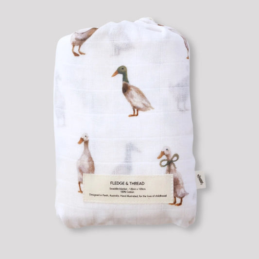 Muslin Swaddle - Blue Floral