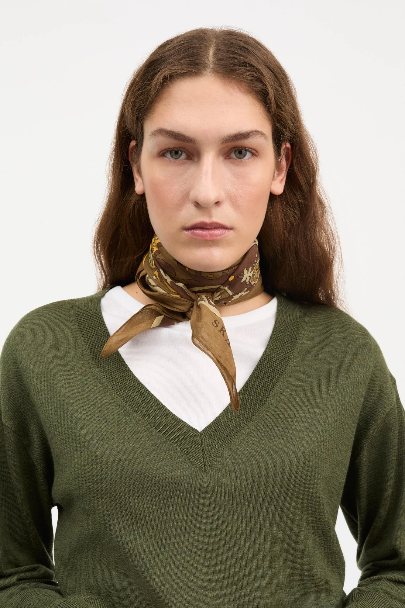 Skall 'Pippa' Scarf in Khaki Paisley print
