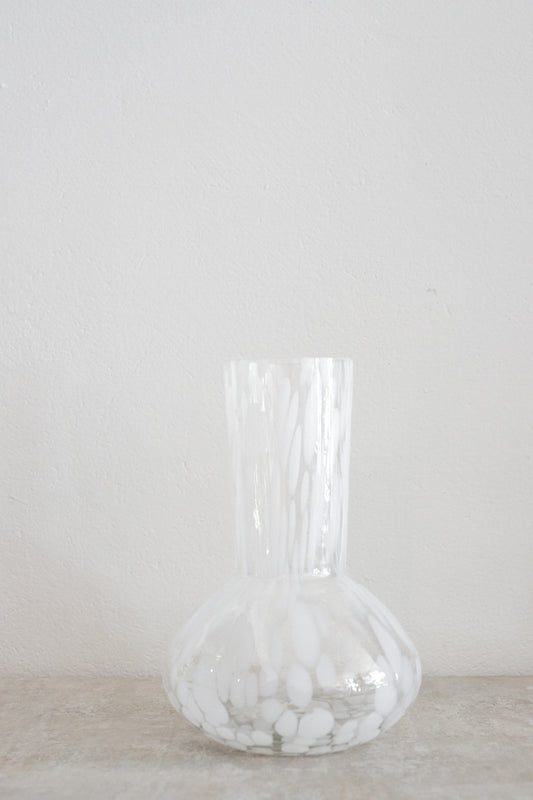 Tall Glass Vase in Speckle White