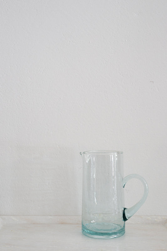 Tapered Moroccan Glass Jug | Clear