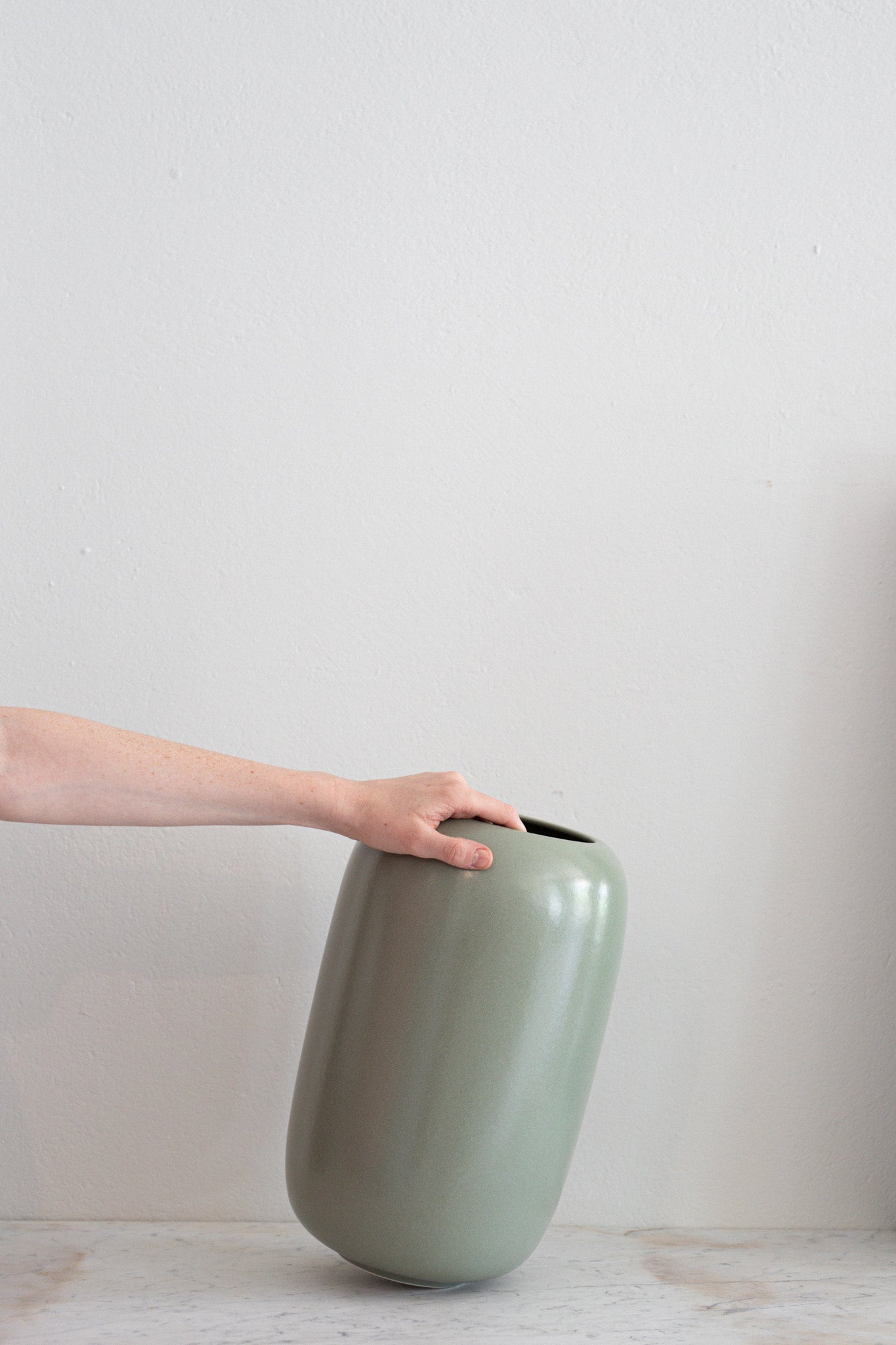 Large Ceramic Vase in French Green