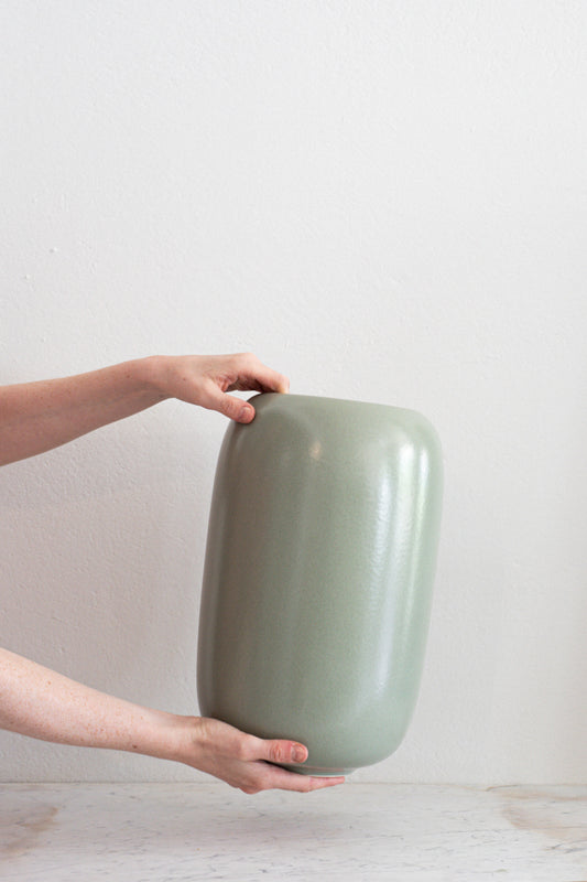 Large Ceramic Vase in French Green