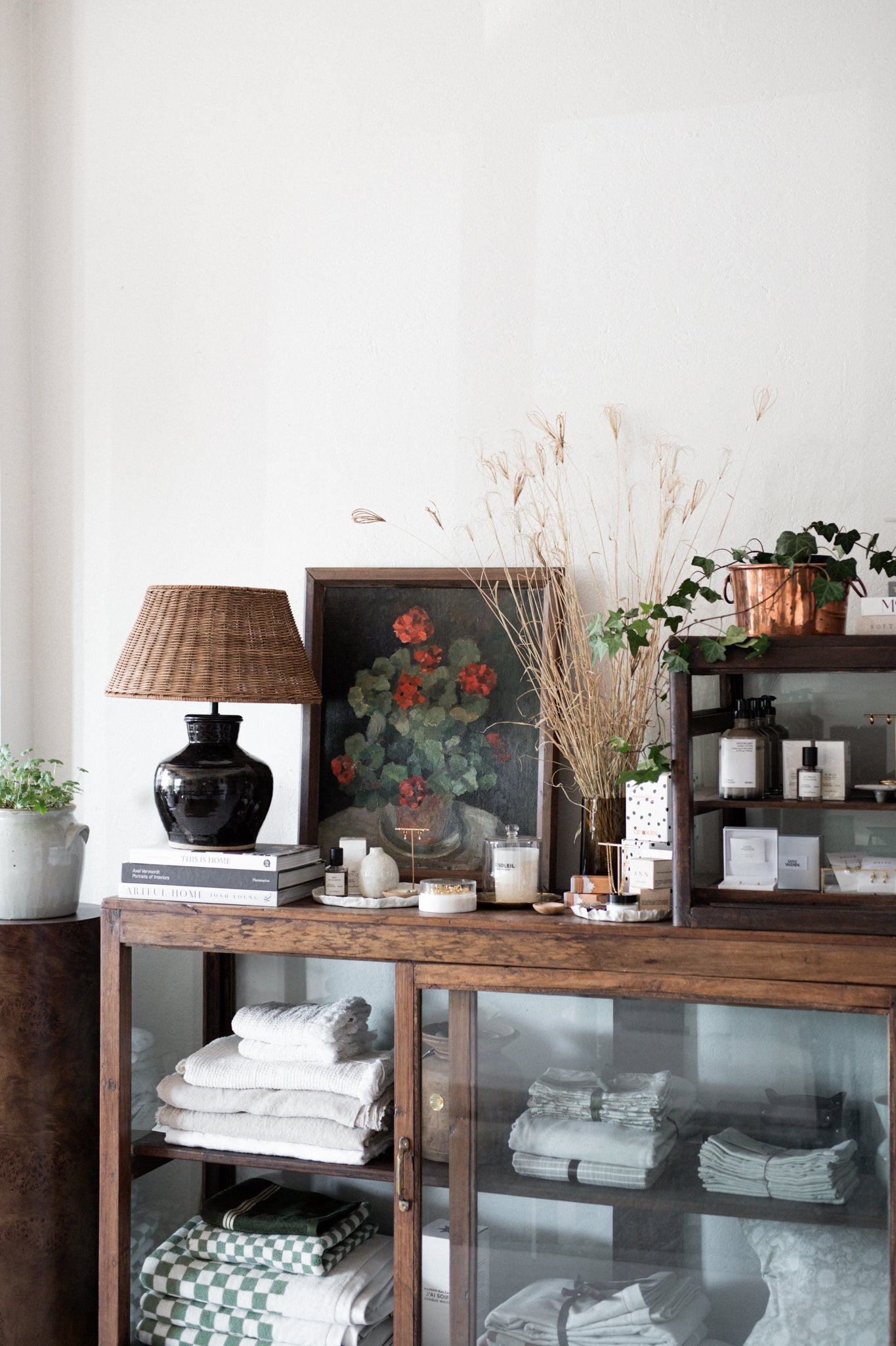 Antique French Artwork | Pot of Geraniums still life