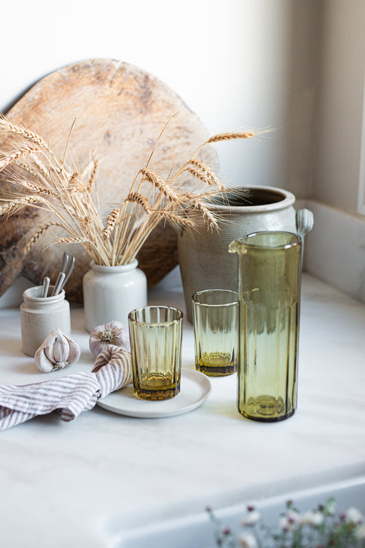 Hand Blown Glass Carafe in Amber