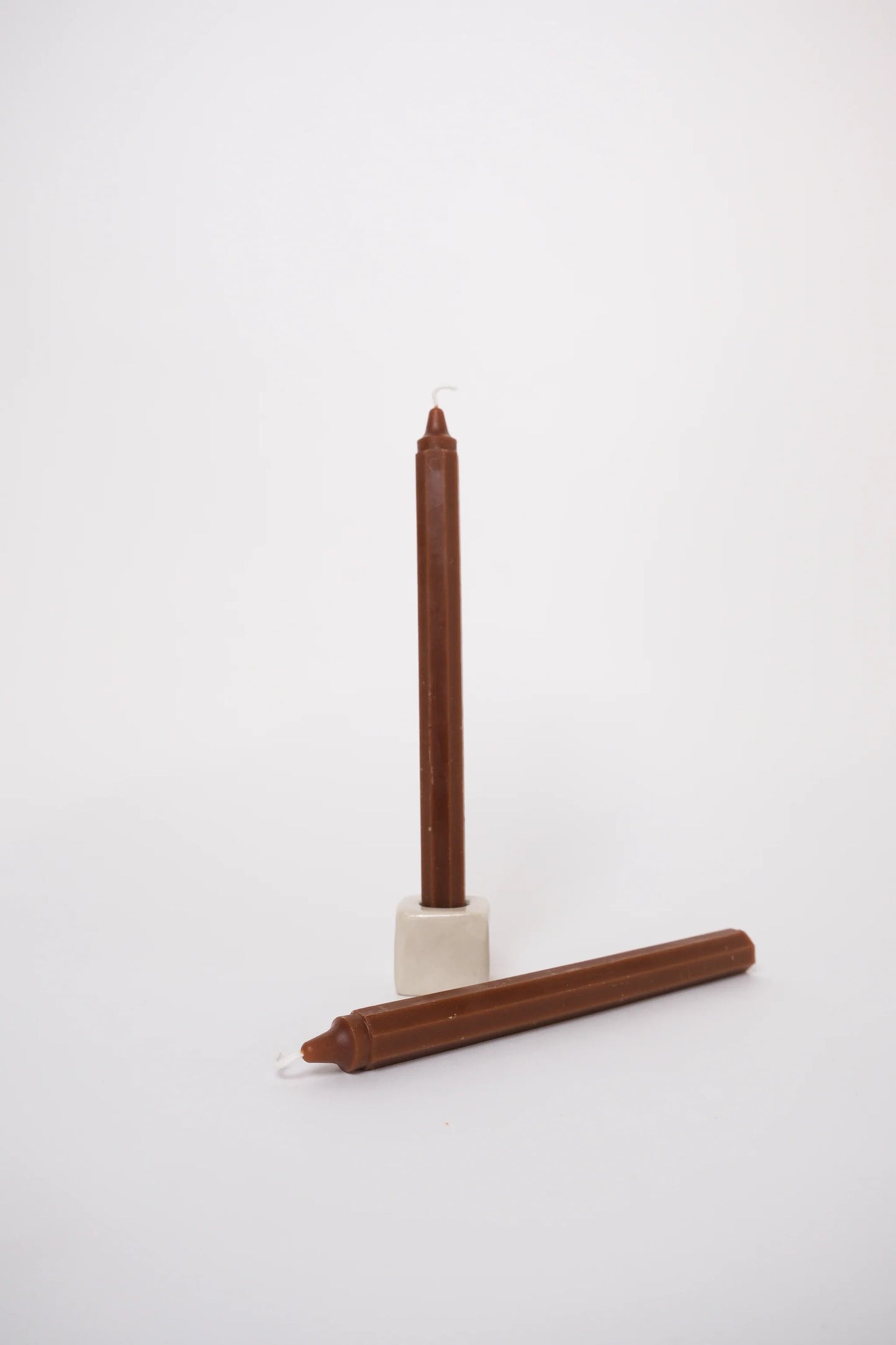 Beeswax Taper Pair of Octagon Candles in Toffee