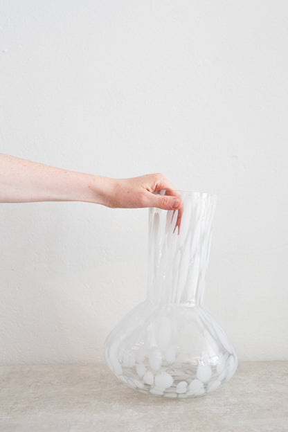 Tall Glass Vase in Speckle White