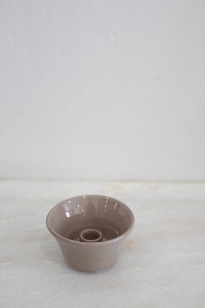 Italian Ceramic Candle Holder in Cappuccino