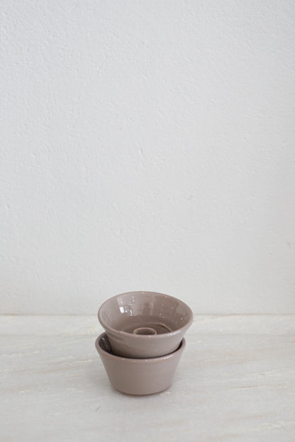 Italian Ceramic Candle Holder in Cappuccino