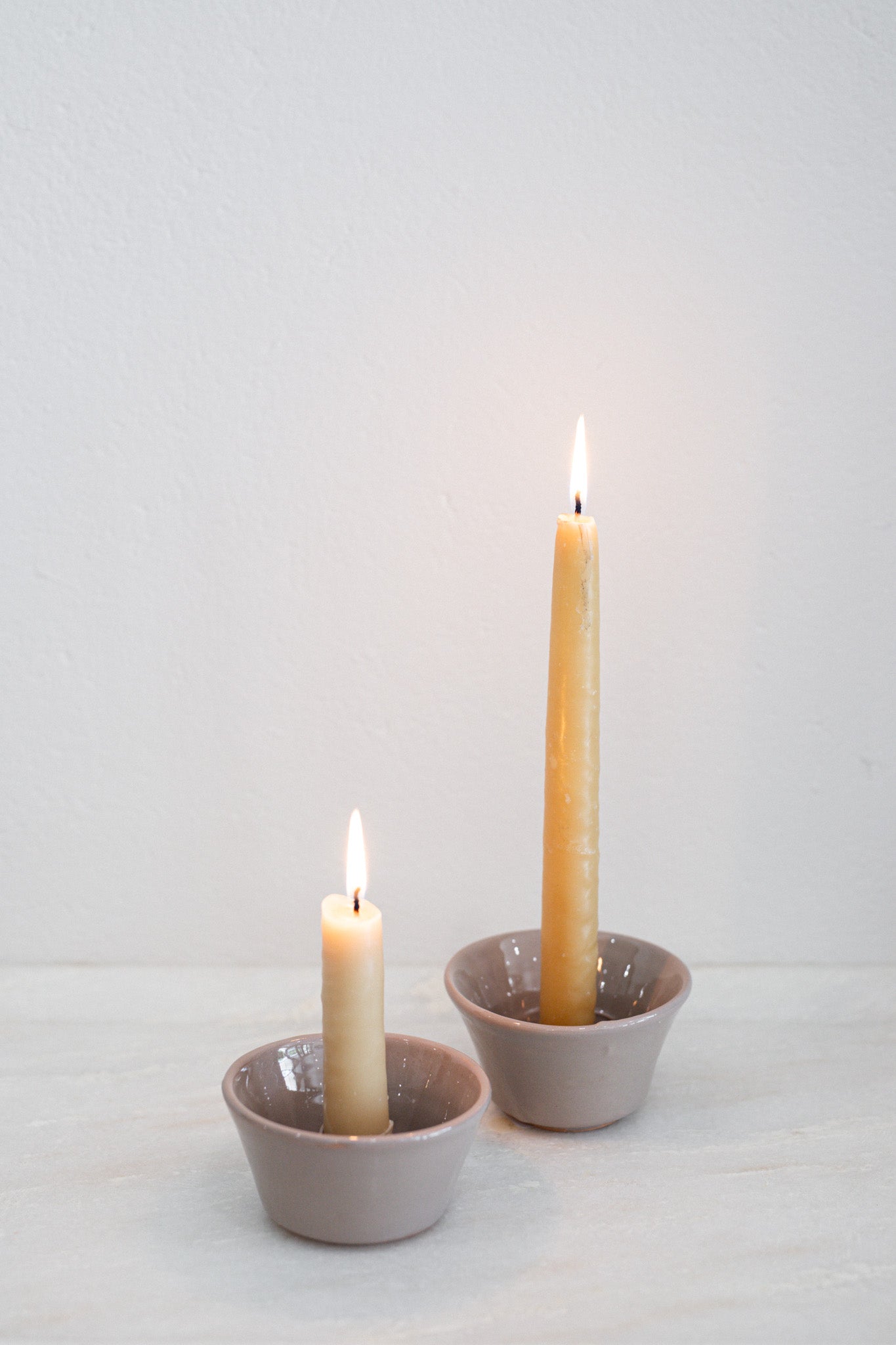 Italian Ceramic Candle Holder in Cappuccino