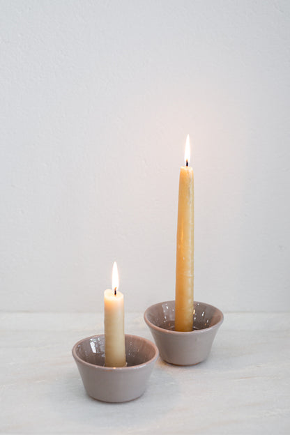 Italian Ceramic Candle Holder in Cappuccino