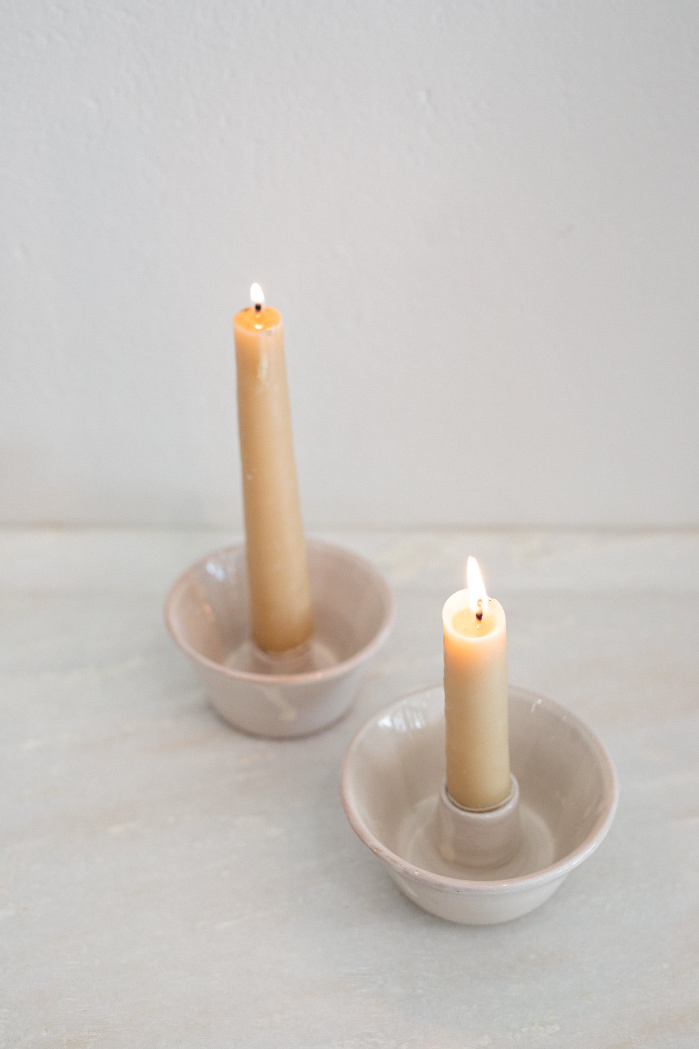 Italian Ceramic Candle Holder in Cream