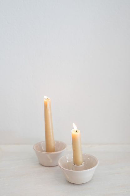 Italian Ceramic Candle Holder in Cream