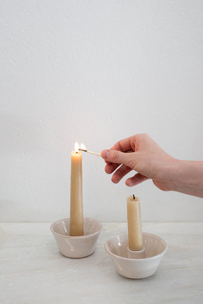Italian Ceramic Candle Holder in Cream