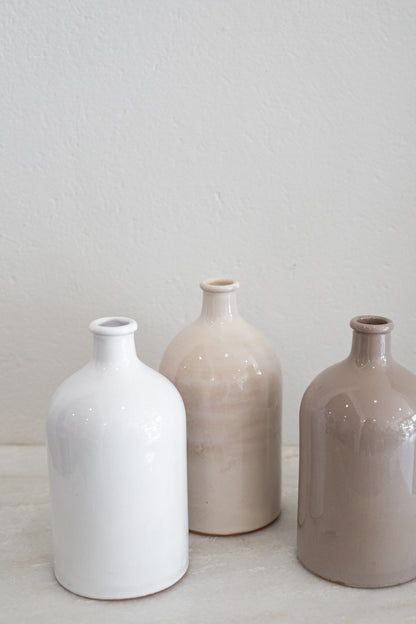 Italian Ceramic Bottle in Cappuccino