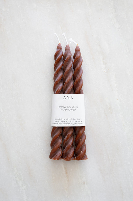 Spiral Candle Set of 3 Candles | Toffee
