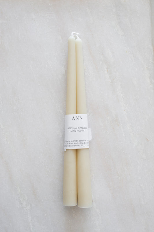 Beeswax Pair of Taper Candles in Ivory