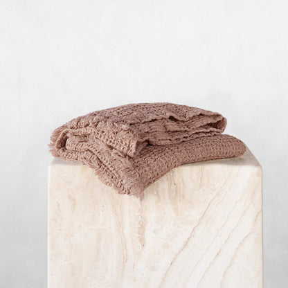 Linen Waffle Hand Towel | 'Rosa'