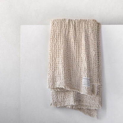 Flocca Linen Waffle Blanket | Sable | Q/K size