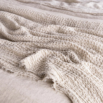 Flocca Linen Waffle Blanket | Sable | Q/K size