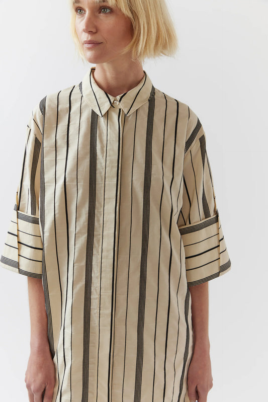 The Yui Dress in in Stripe Jacquard