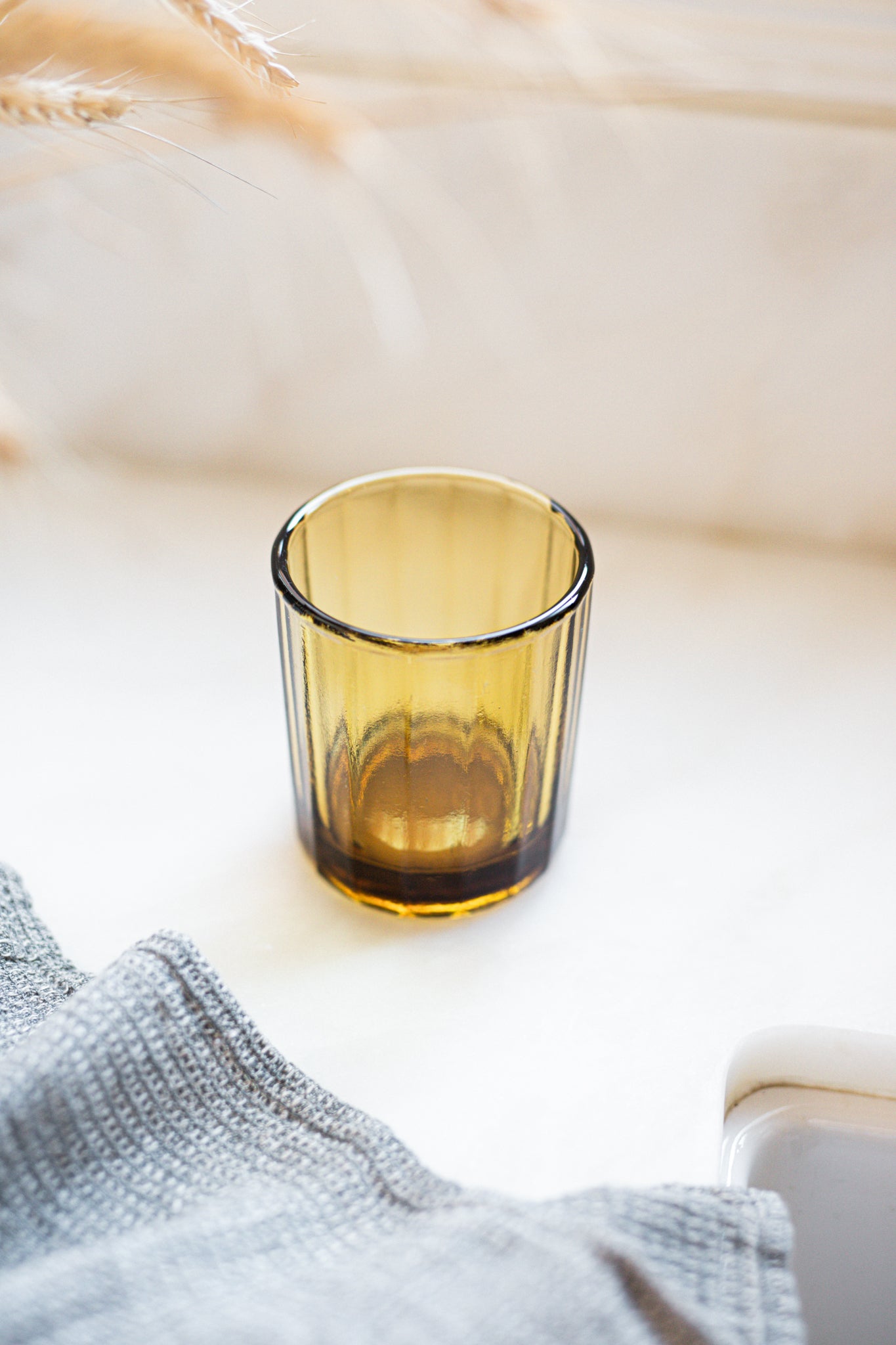 Hand Blown Glass Tumbler in Amber
