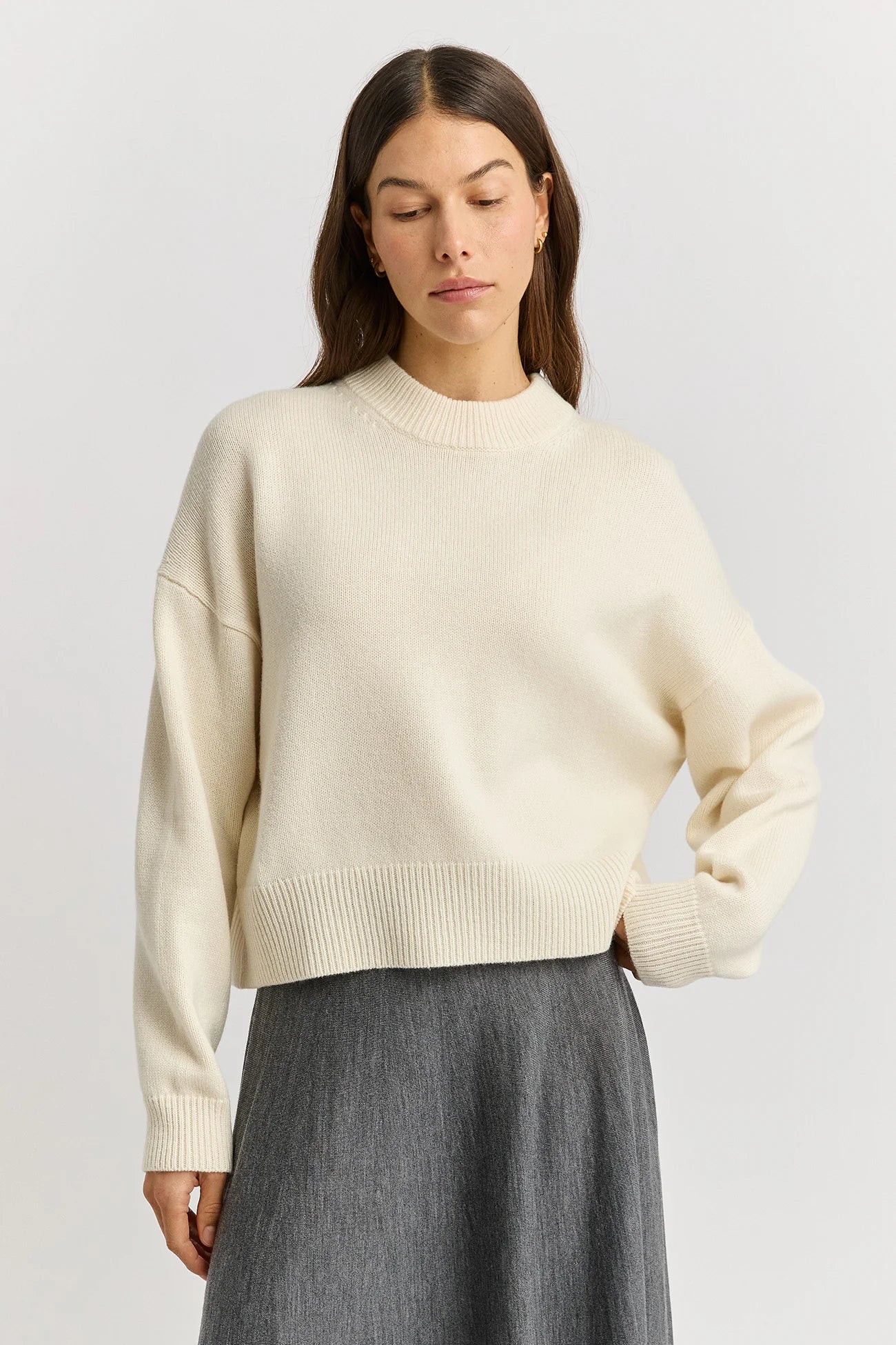 The Drop Shoulder Crew Jumper | Warm White