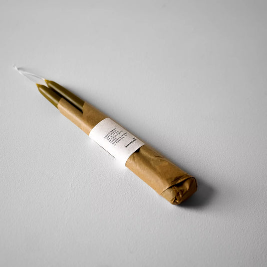 Organic Beeswax Hand Dipped Candles | Olive Green