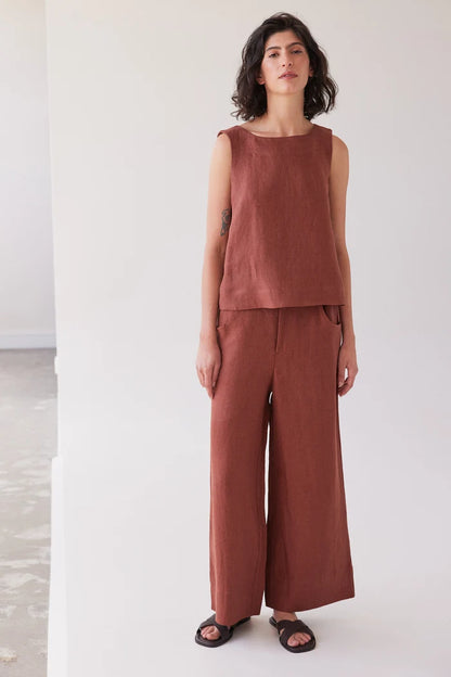 The Bowie Wide leg Pant | Brick