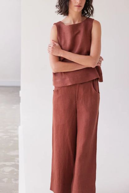 The Bowie Wide leg Pant | Brick